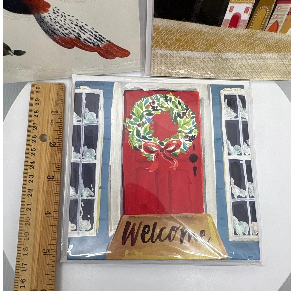 3 Up With Paper Treasures Pop‎ Up Greeting Card Set Christmas Nativity Door Bird